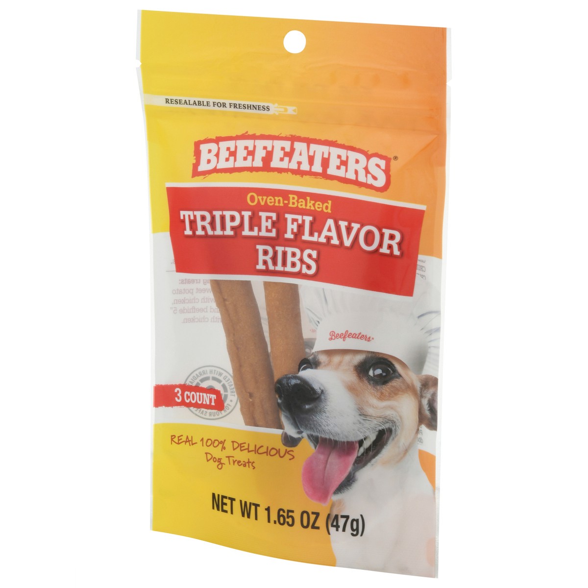 slide 5 of 9, Beefeaters Dog Treats, Oven-Baked, Triple Flavor Ribs, 3 Each, 3 ct