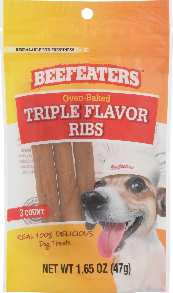 slide 7 of 9, Beefeaters Dog Treats, Oven-Baked, Triple Flavor Ribs, 3 Each, 3 ct