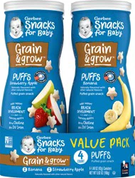 Gerber Stage 3 Baby Snacks, Puffs Value Pack, Puffs Snacks, Baby Led Feeding, 4PK