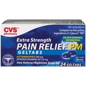slide 1 of 1, CVS Pharmacy CVS Health Extra Strength Pain Relief PM Geltabs, 24 ct