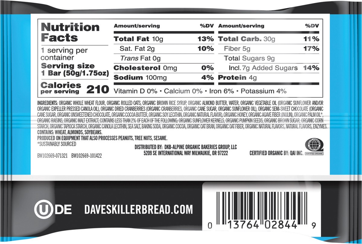 slide 3 of 11, Dave's Killer Bread Organic Trail Mix Crumble Snack Bar 1.75 oz,
