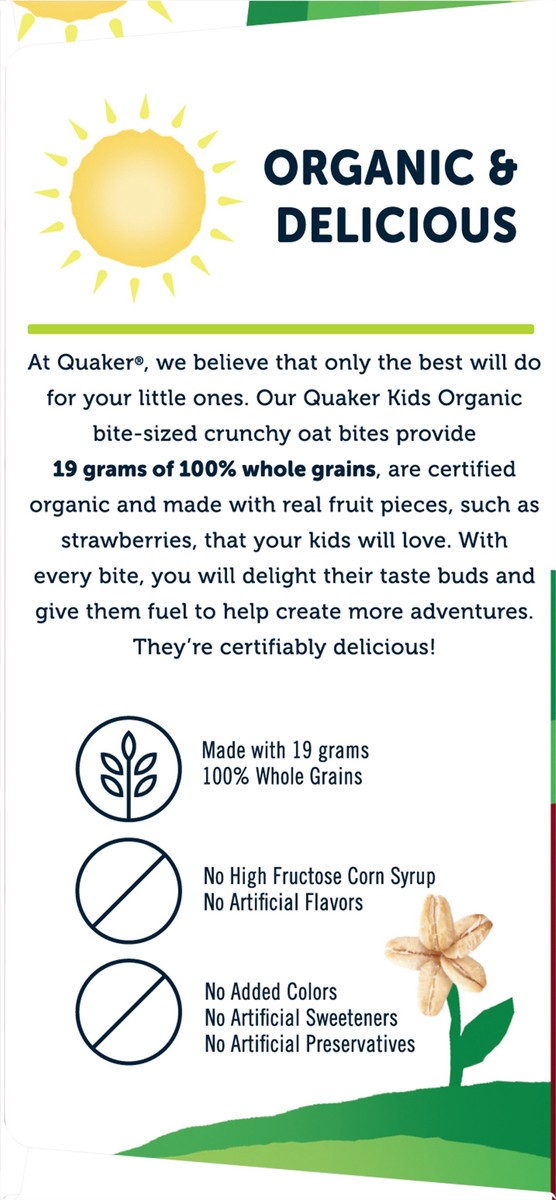 slide 4 of 6, Quaker Kids Organic Whole Grain Bites Strawberry 1.05 Oz 5 Count, 5.2 oz
