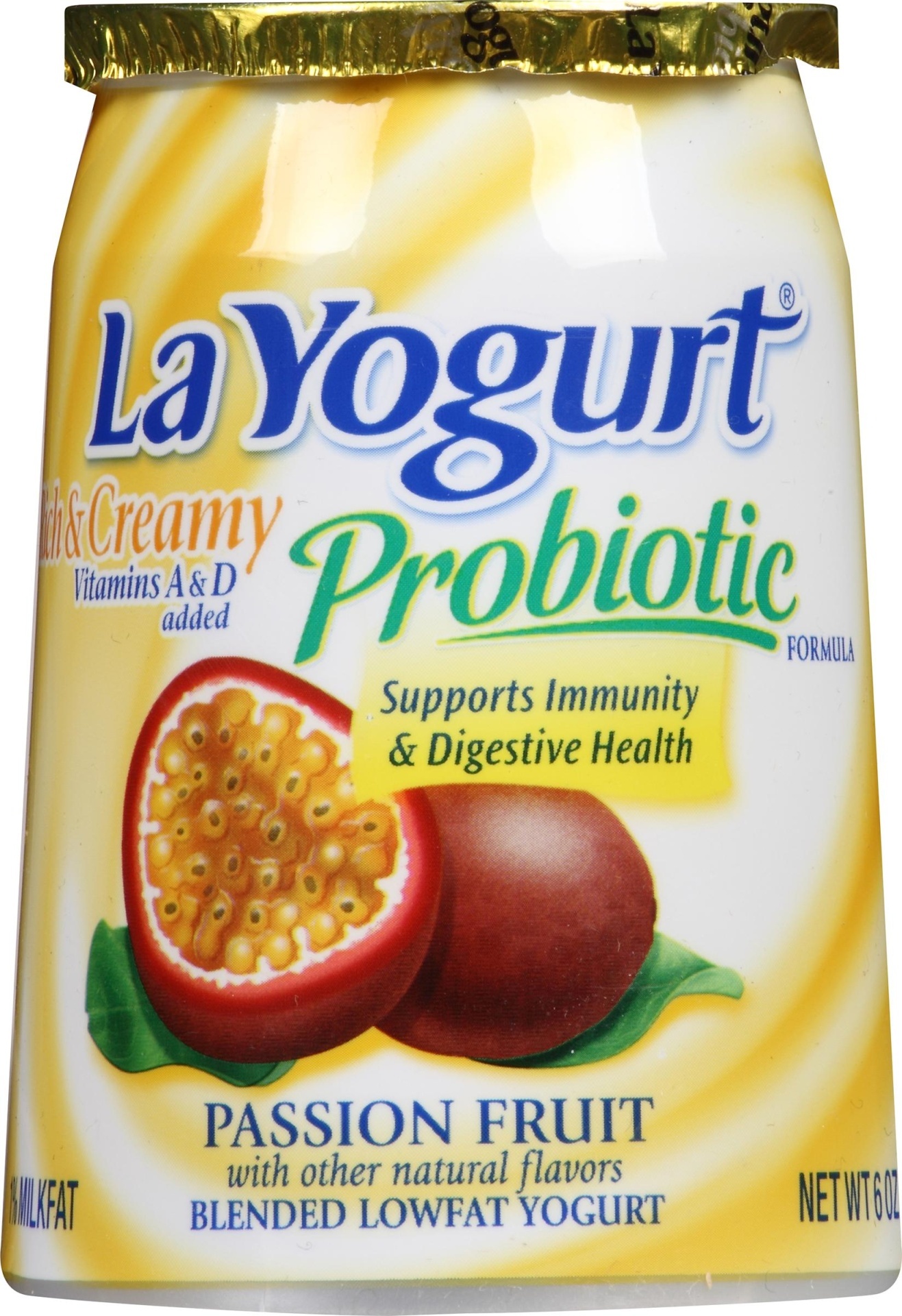 slide 1 of 1, La Yogurt Rich & Creamy Low Fat Probiotic Passion Fruit Yogurt, 6 oz