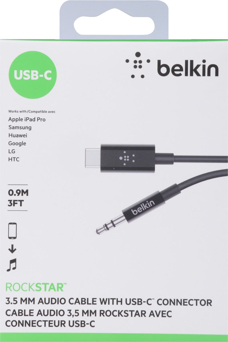 slide 7 of 9, Belkin Usb-C To 3.5 Mm Audio Cable Black, 1 ct
