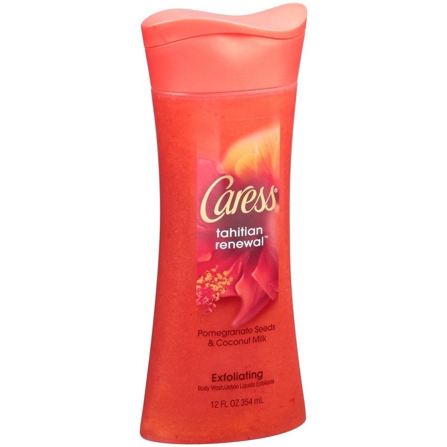 slide 2 of 7, Caress Tahitian Renewal With Pomegranate Seeds & Coconut Milk Exfoliating Body Wash, 12 fl oz