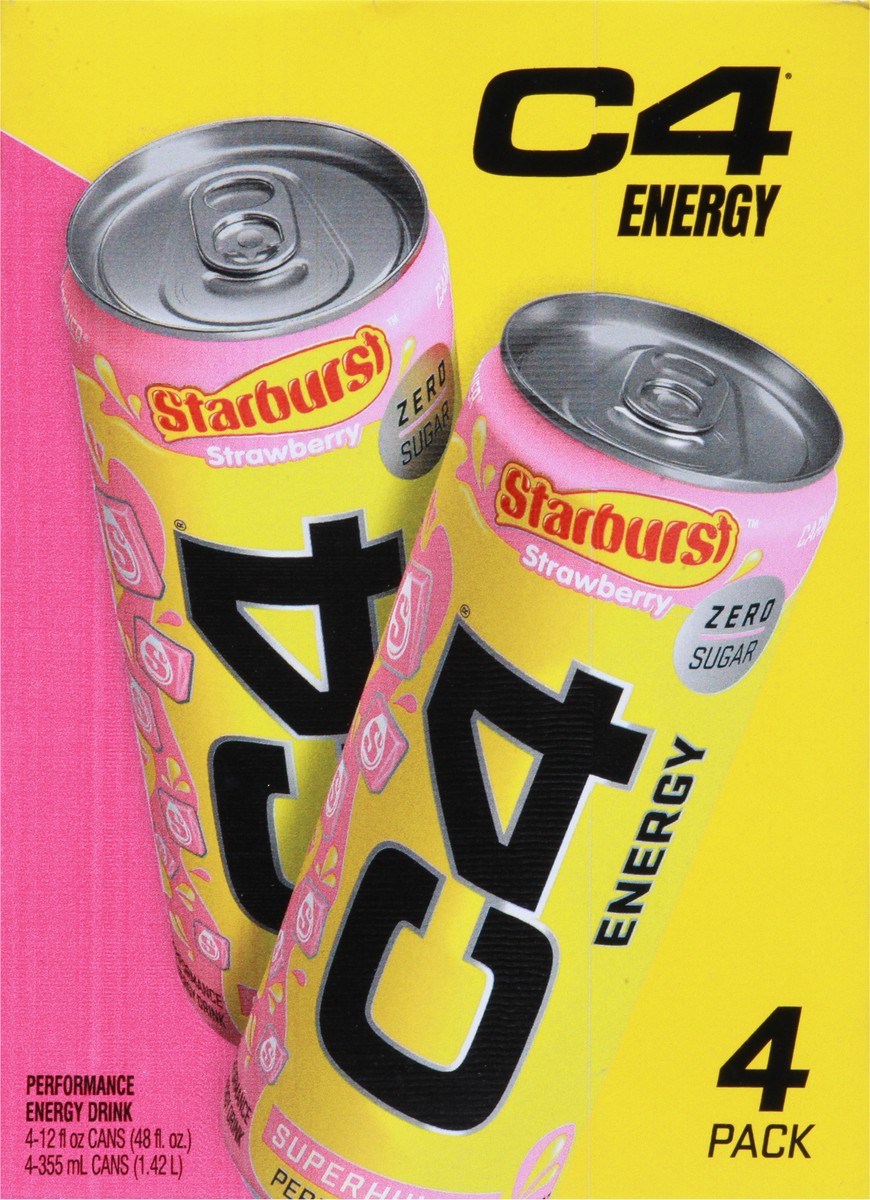slide 6 of 9, C4 Sport Zero Sugar Performance Starburst Strawberry Energy Drink 4 - 12 fl oz Cans, 12 oz