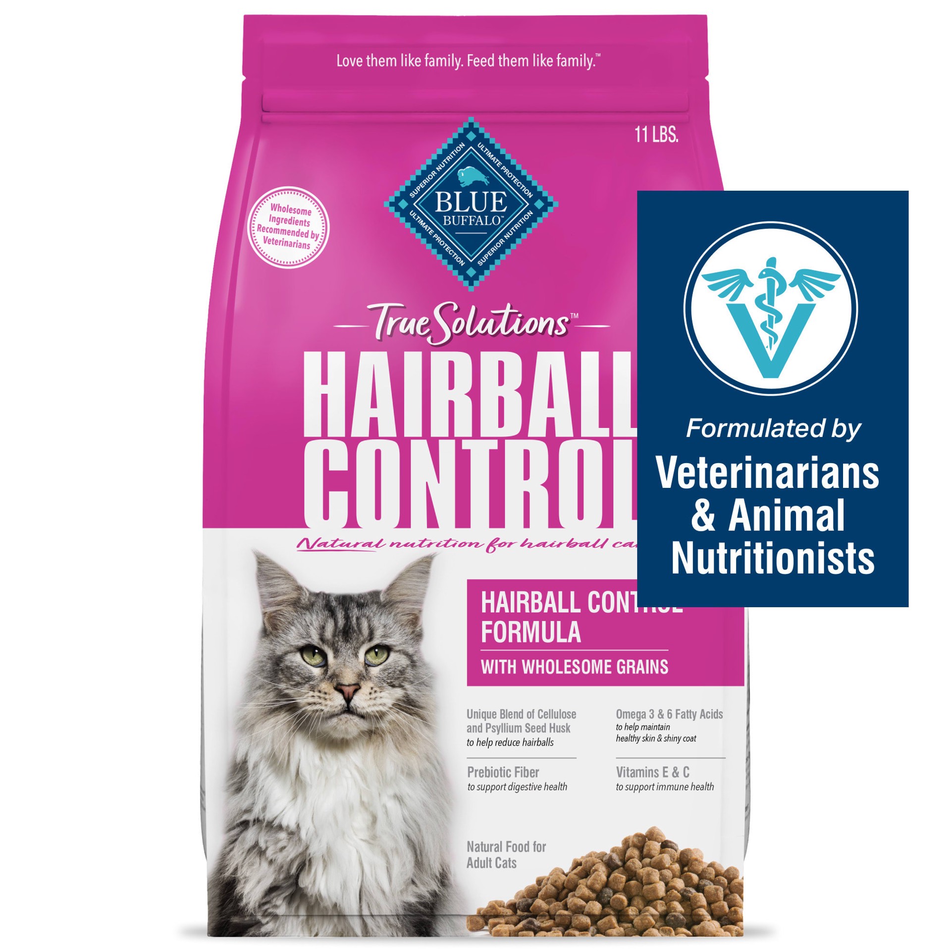 slide 1 of 29, Blue Buffalo True Solutions Hairball Control Adult Cat Dry Food, 11 lb