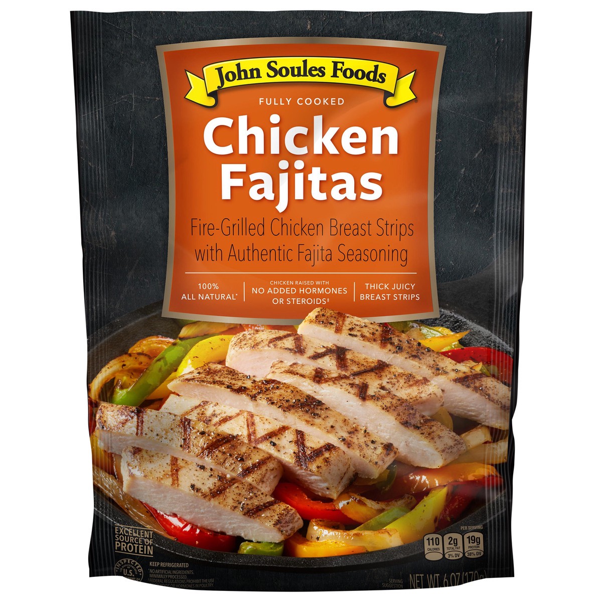 slide 1 of 7, John Soules Foods Chicken Fajitas, 6 oz, Refrigerated, 6 oz