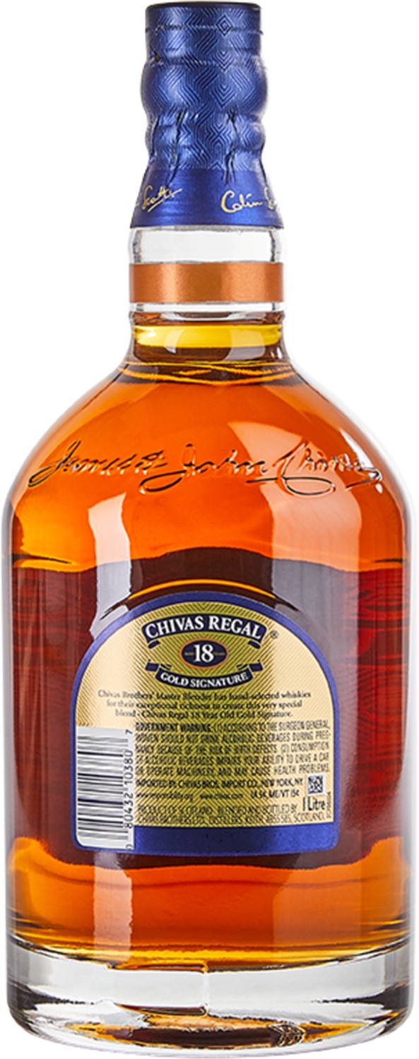slide 2 of 9, Chivas Regal 18 Year Old Blended Scotch Whisky, 1 L Bottle, 40% ABV, 1 liter