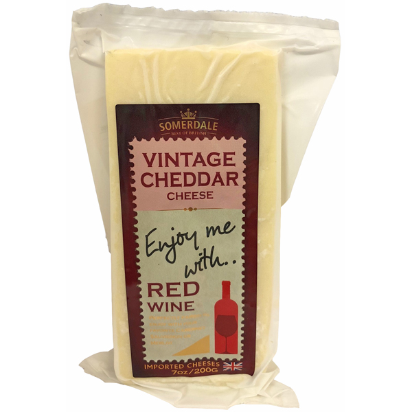 slide 1 of 1, Somerdale Vintage Cheddar Cheese - Enjoy Me With Red Wine, 7 oz