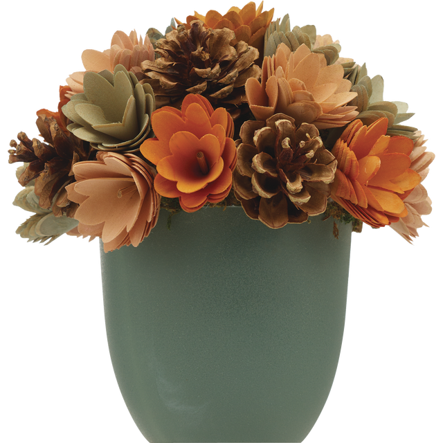 slide 1 of 1, Fall Fest Orange Wood Chip Floral With Base, 1 ct