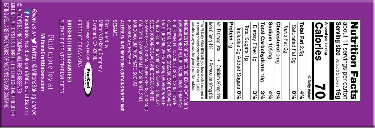 slide 6 of 7, Milton'S Craft Bakers Multi-Grain Organic Gourmet Crackers - 6 Oz, 6 oz