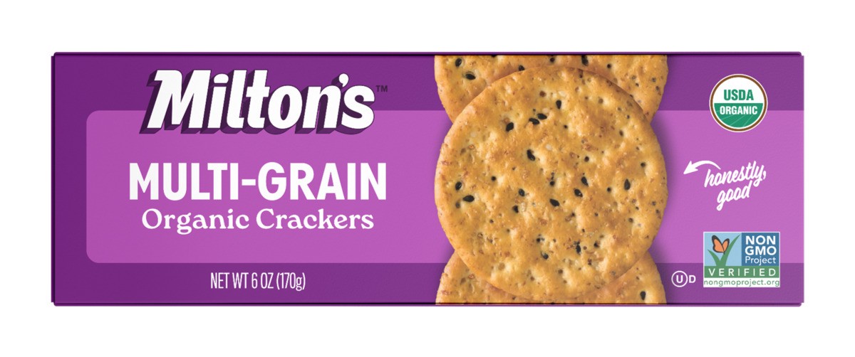 slide 1 of 7, Milton's Crackers, Organic, Multi-Grain, 6 oz