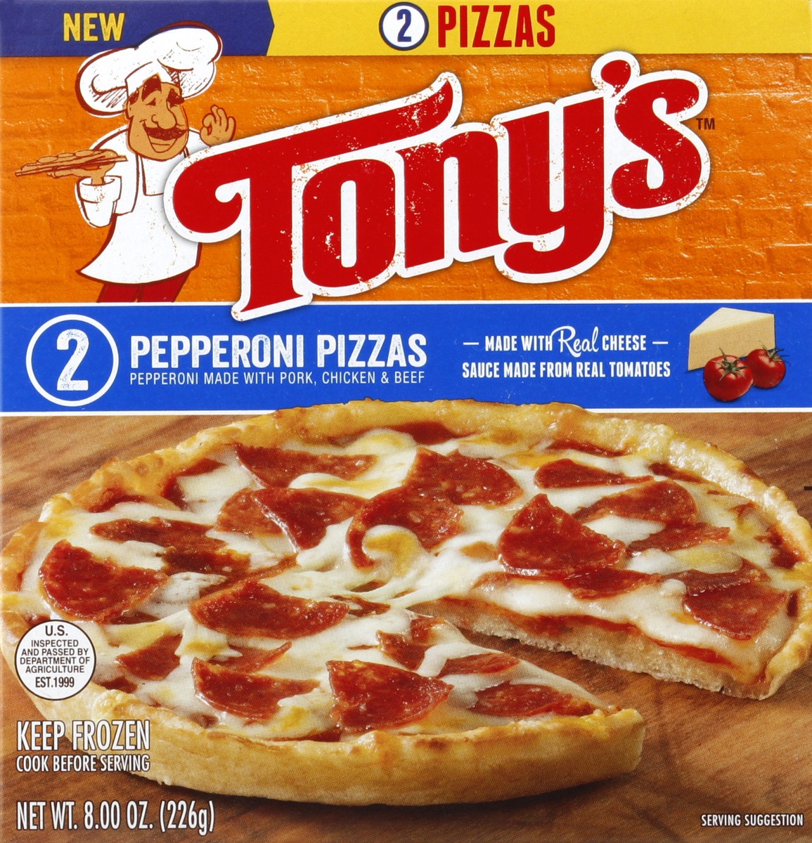 slide 2 of 4, Tony's Pepperoni Pizzas, 8 oz