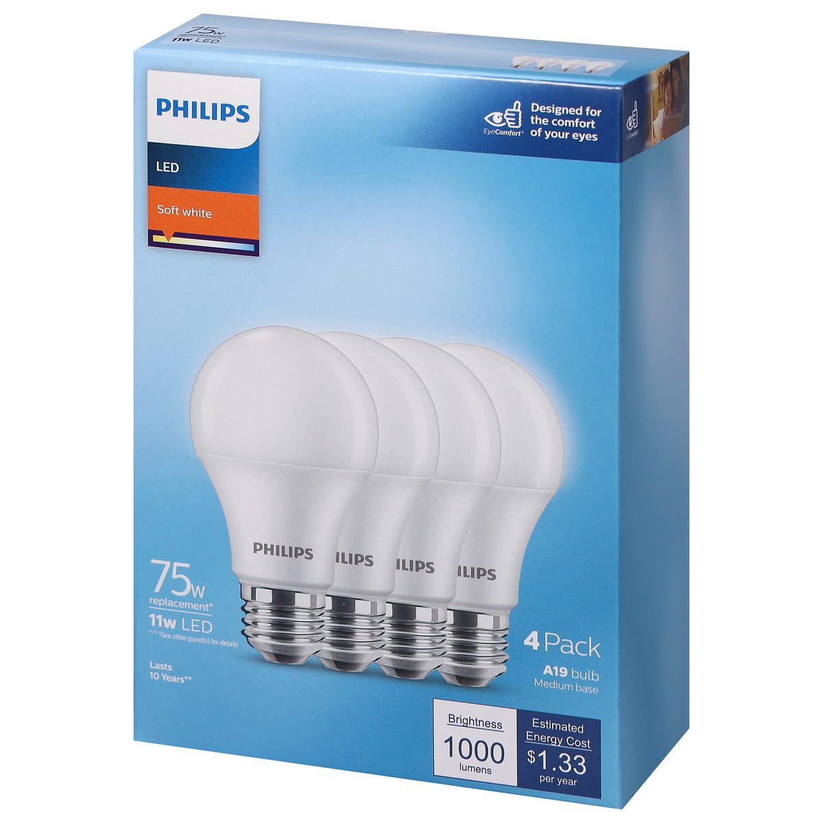 slide 8 of 9, Philips 11 Watts Soft White LED Light Bulbs 4 ea, 4 ct