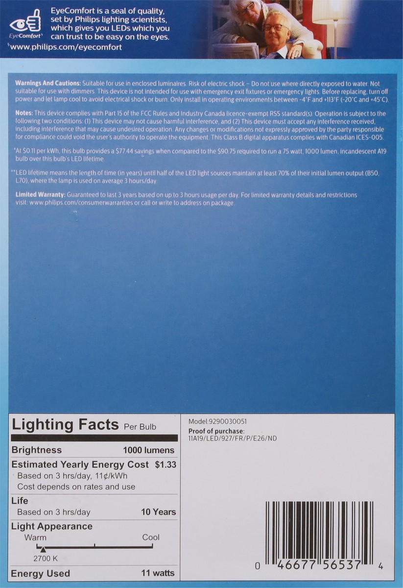 slide 2 of 9, Philips 11 Watts Soft White LED Light Bulbs 4 ea, 4 ct