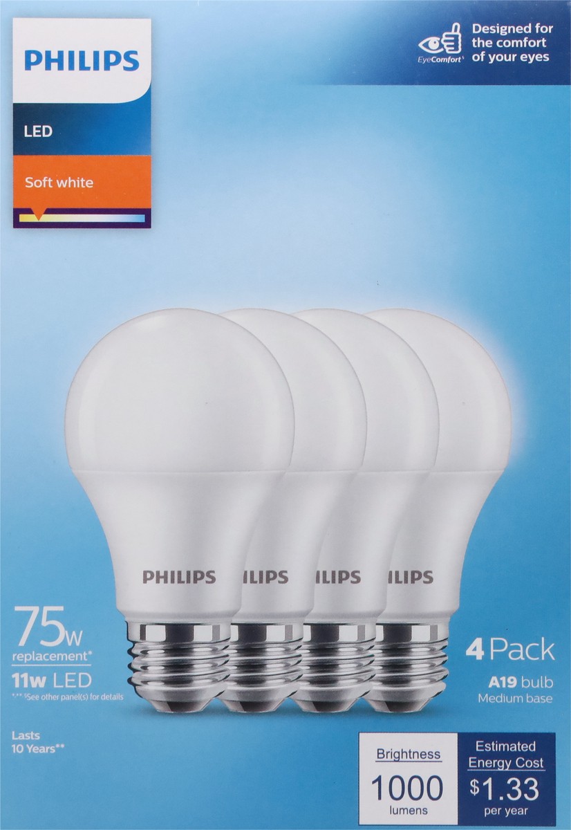 slide 4 of 9, Philips 11 Watts Soft White LED Light Bulbs 4 ea, 4 ct