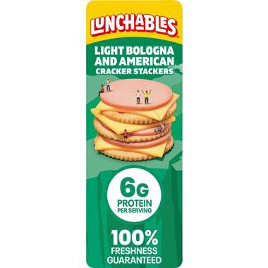 slide 1 of 1, Lunchables Snack Cracker Stackers, Light Bologna And American Cheese, 1.9 oz