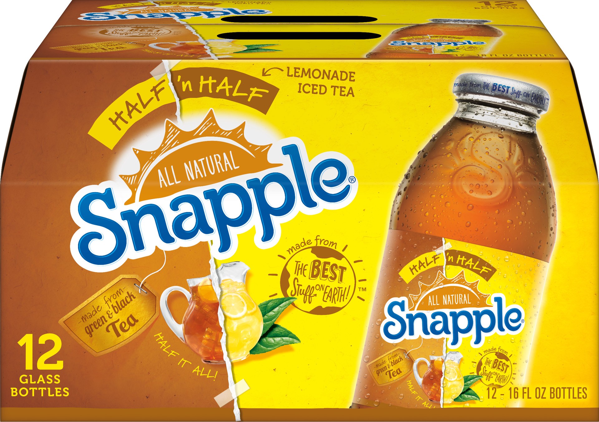 slide 1 of 3, Snapple Half n Half Glass Bottles, 12 ct; 16 fl oz