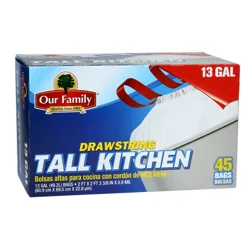 Our Family Drawstring Tall Kitchen Trash Bags