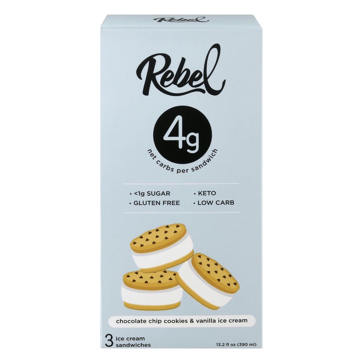 Rebel Creamery Rebel Ice Cream Sandwich, Chocolate Chip Cookies