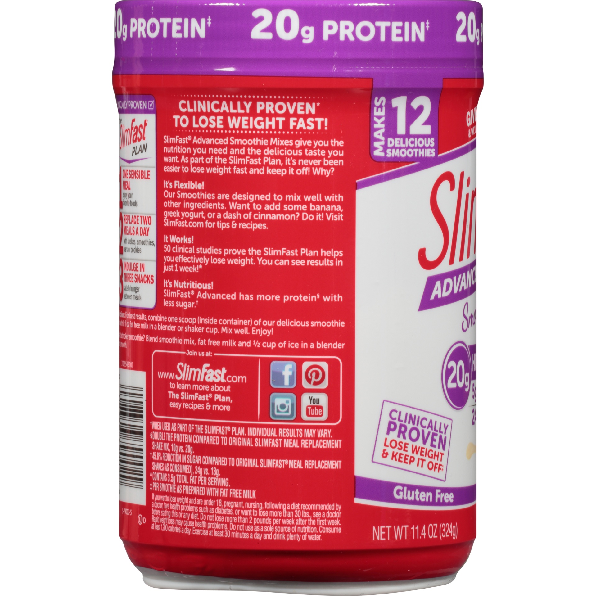 slide 2 of 6, SlimFast Advanced Smoothie High Protien Vanilla Cream, 11.4 oz