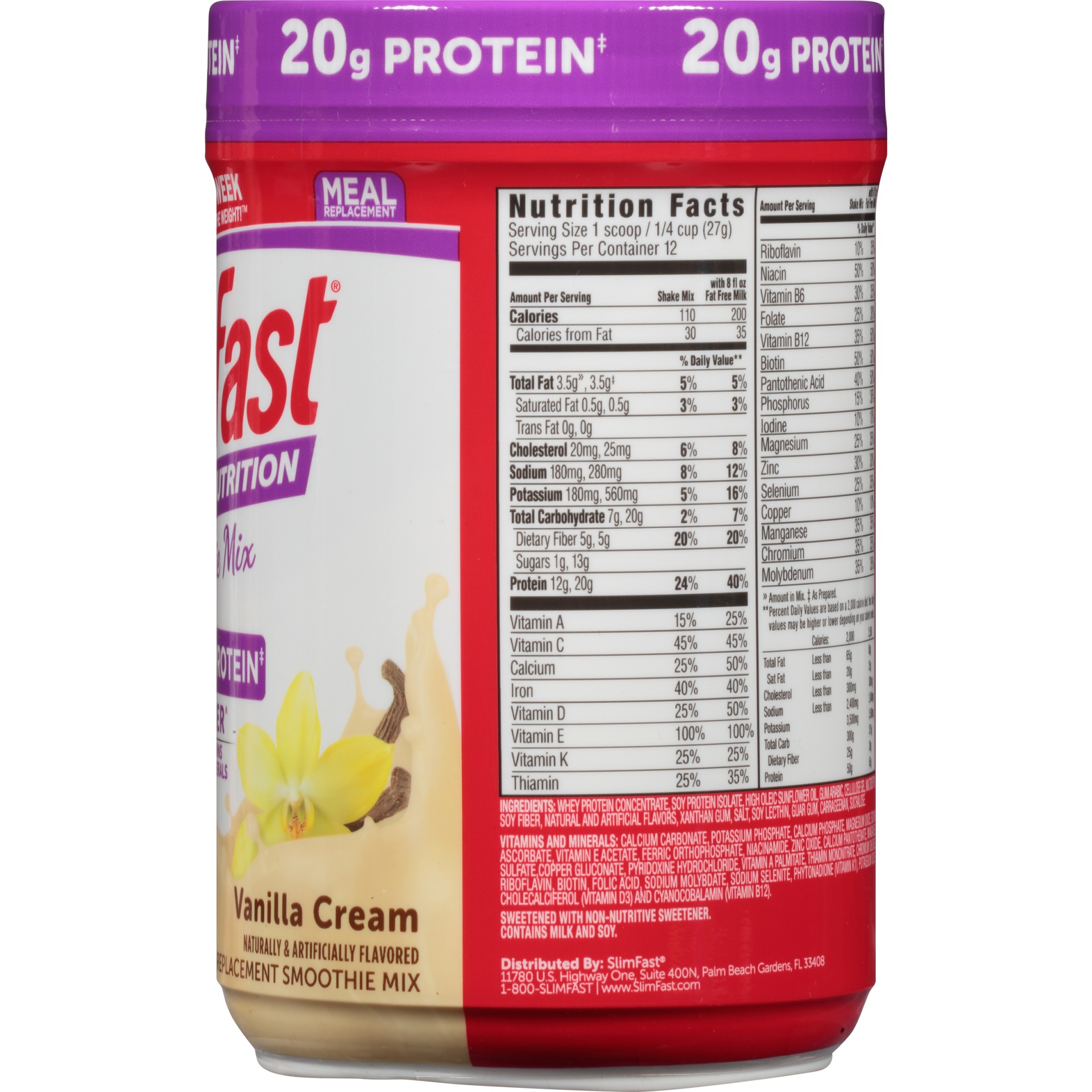 slide 3 of 6, SlimFast Advanced Smoothie High Protien Vanilla Cream, 11.4 oz