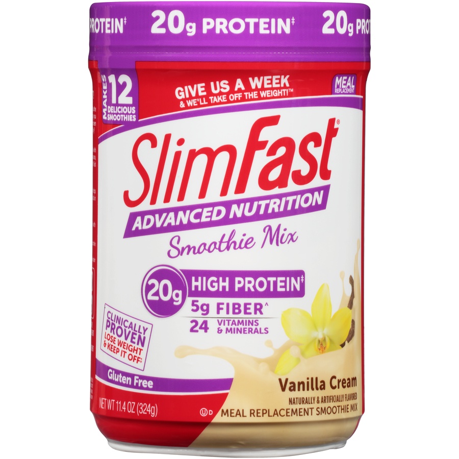 slide 1 of 6, SlimFast Advanced Smoothie High Protien Vanilla Cream, 11.4 oz