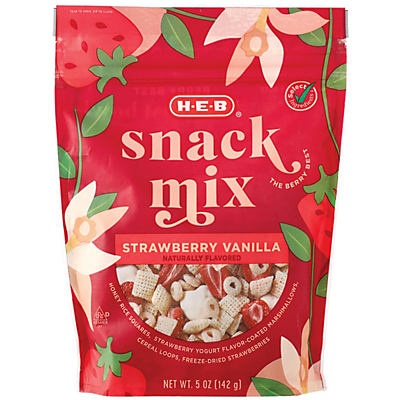 slide 1 of 1, H-E-B Select IngredientsStrawberry Vanilla Snack Mix, 5 oz