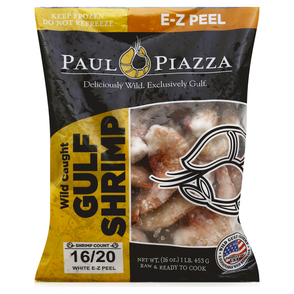 slide 1 of 1, Paul Piazza Ez Peel Gulf Shrimp, 16-20 ct; 16 oz
