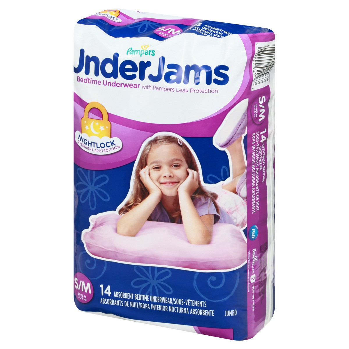 slide 4 of 11, Pampers UnderJams S/M (38-65 lb) Absorbent Jumbo Bedtime Underwear 14 ea, 14 ct