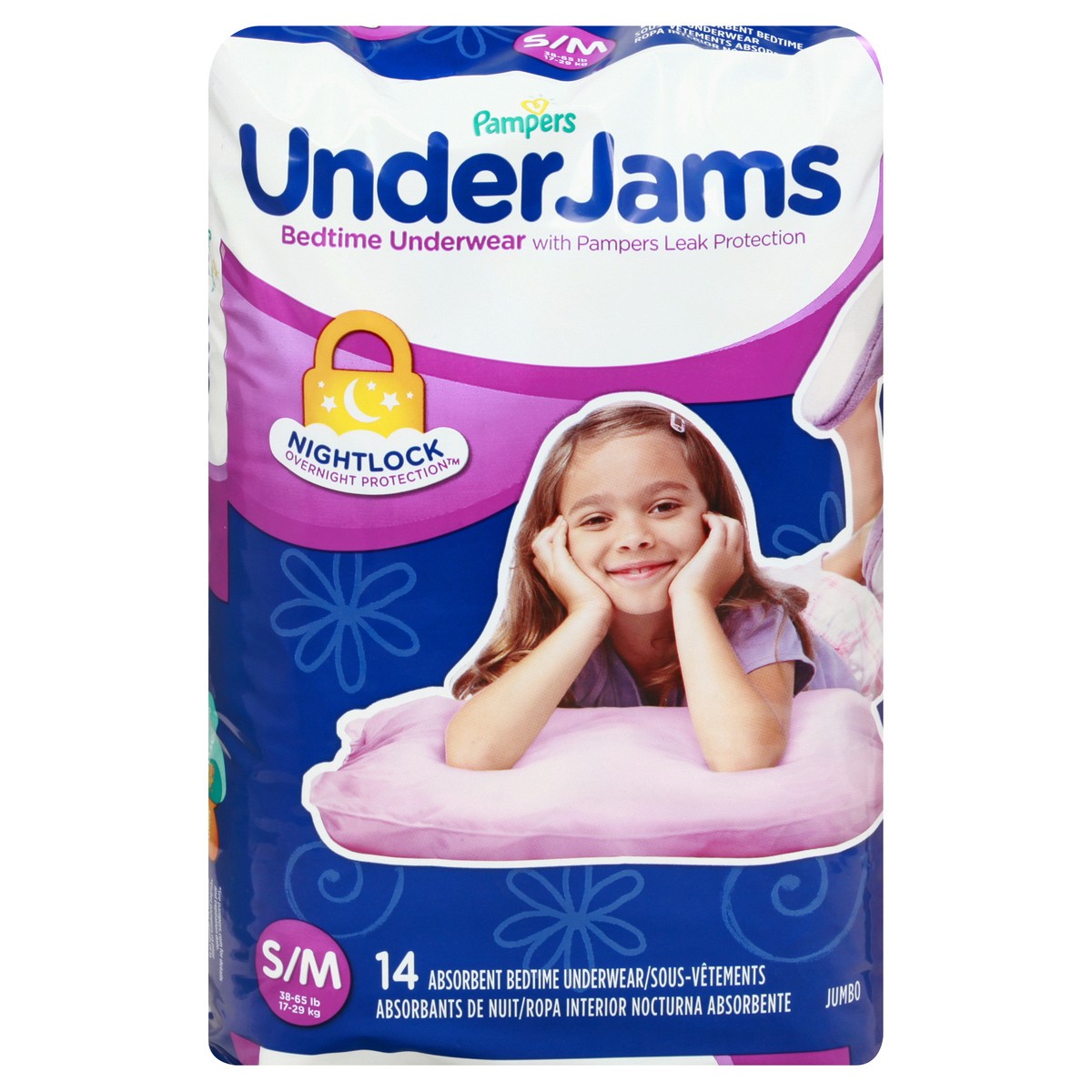 slide 1 of 11, Pampers UnderJams S/M (38-65 lb) Absorbent Jumbo Bedtime Underwear 14 ea, 14 ct