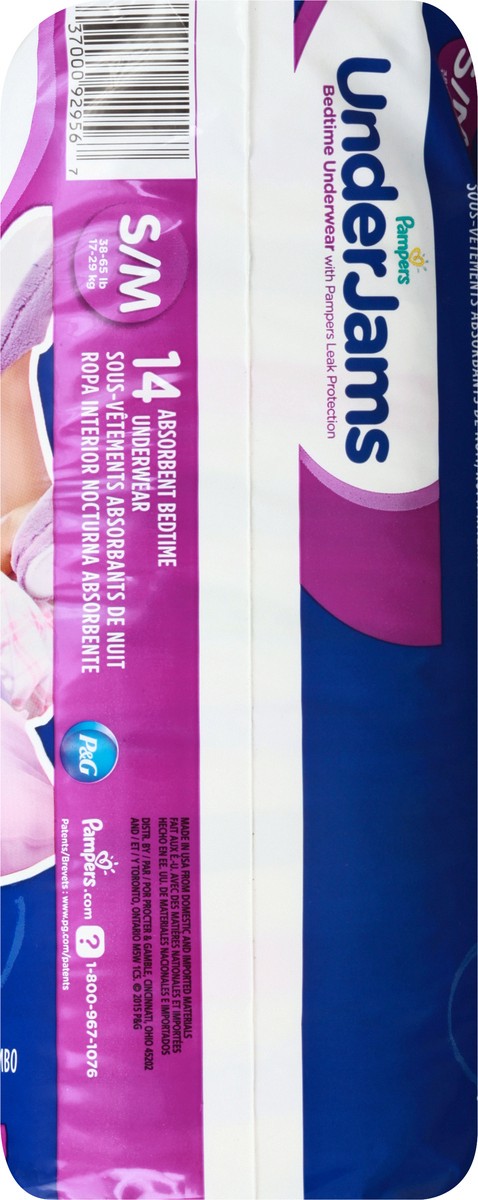 slide 11 of 11, Pampers UnderJams S/M (38-65 lb) Absorbent Jumbo Bedtime Underwear 14 ea, 14 ct