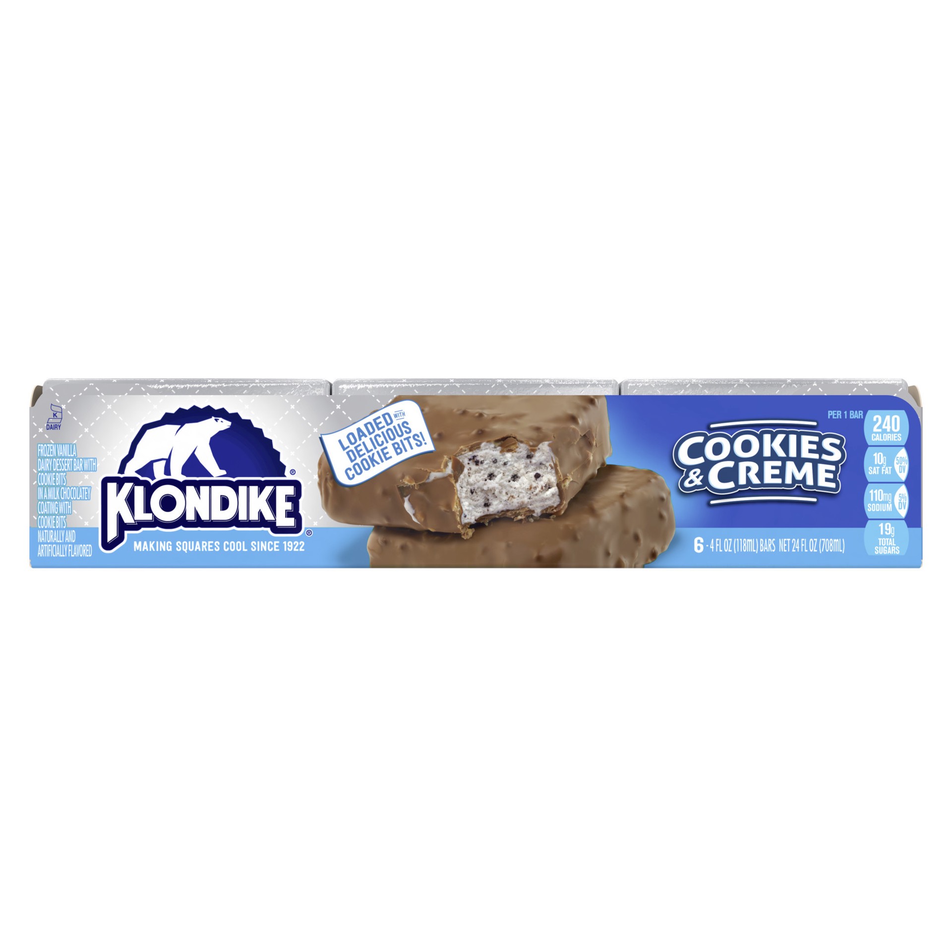 slide 2 of 4, Klondike Frozen Dairy Dessert Bars Cookies & Creme, 4 fl oz, 6 Count, 4 fl oz