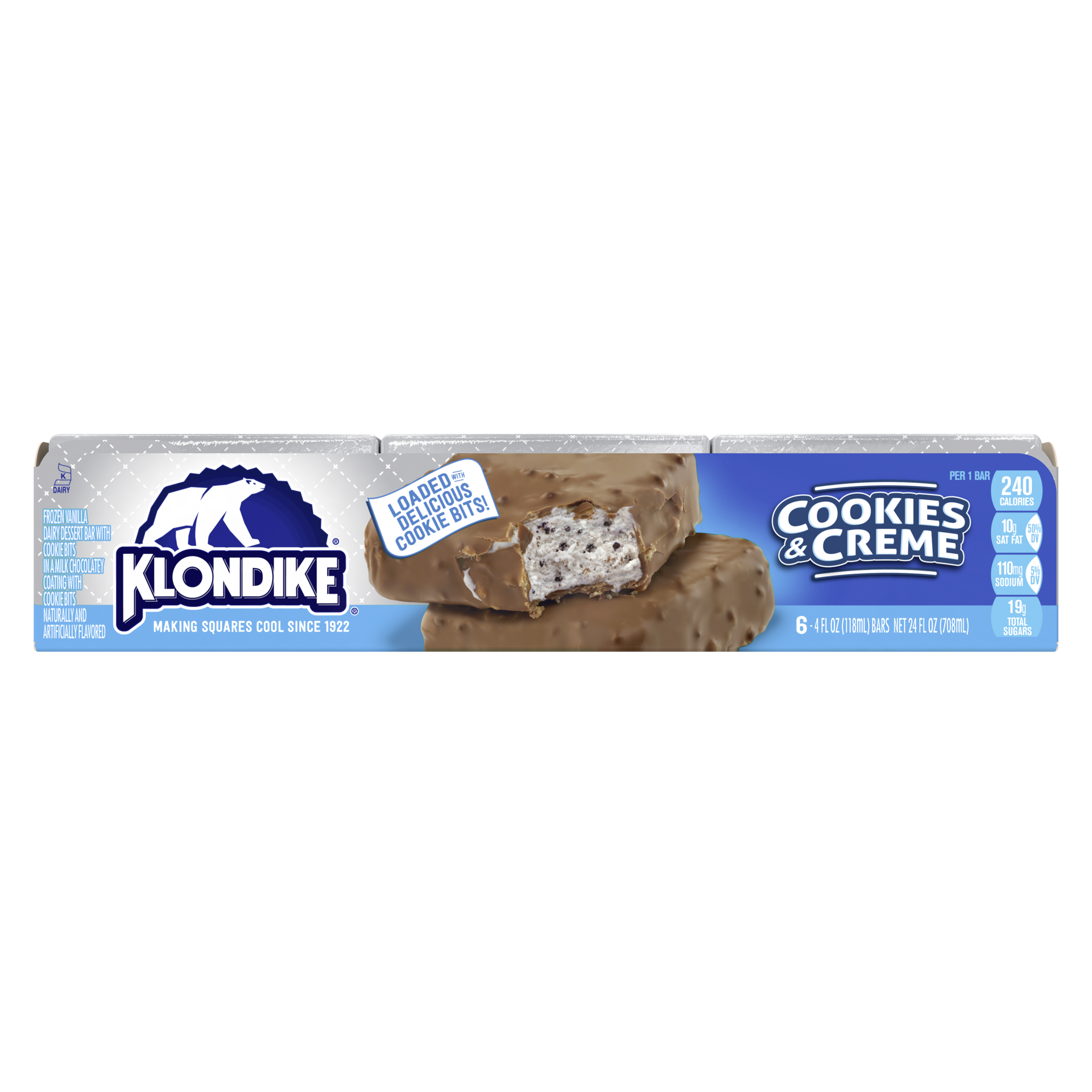 slide 3 of 4, Klondike Frozen Dairy Dessert Bars Cookies & Creme, 4 fl oz, 6 Count, 4 fl oz