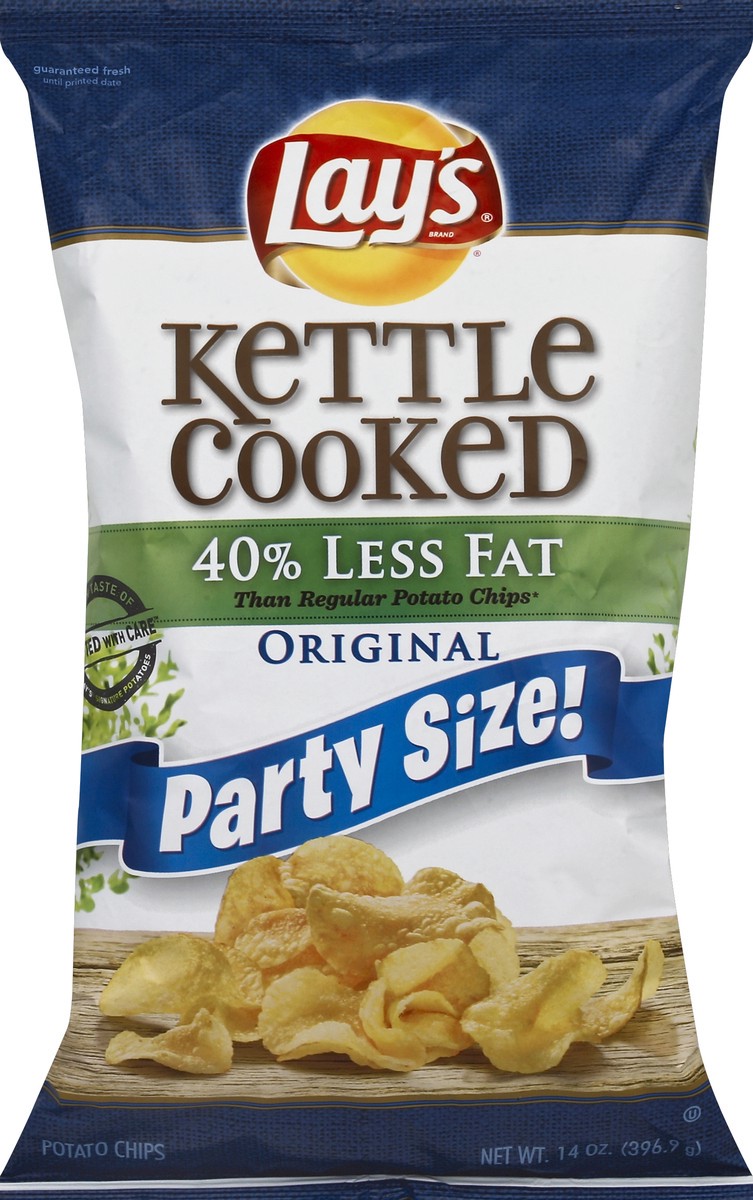 slide 5 of 5, Lay's Kettle Cooked Less Fat Original Potato Chips, 14 oz