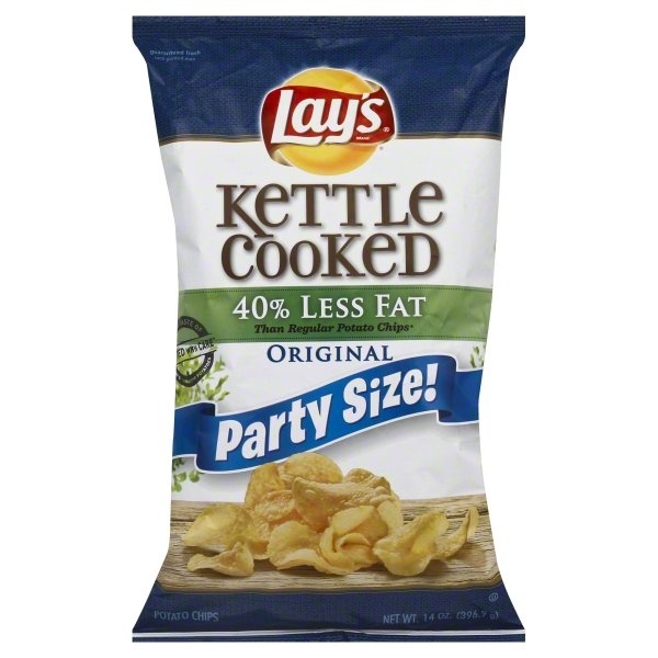 slide 1 of 5, Lay's Kettle Cooked Less Fat Original Potato Chips, 14 oz