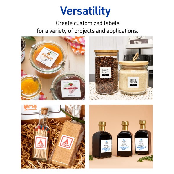 slide 5 of 9, Avery Printable Labels With Sure Feed, Square, 1"" X 1"", Matte White, Pack Of 1200, 1200 ct