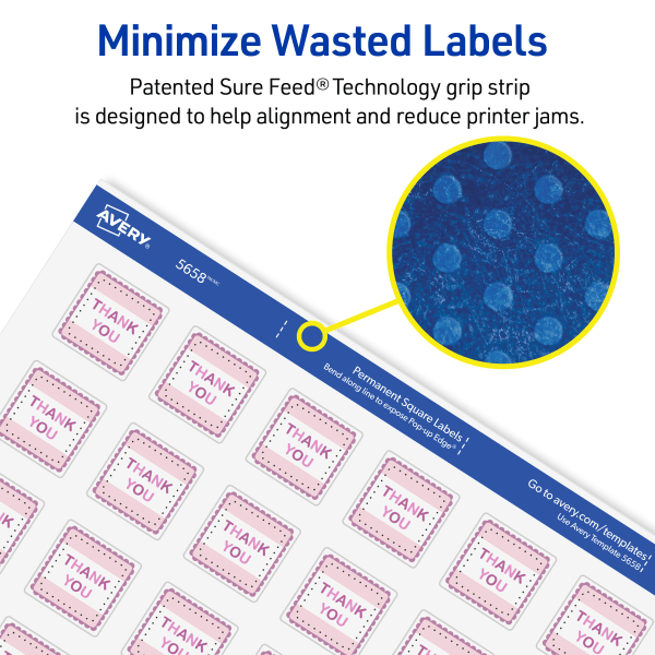 slide 6 of 9, Avery Printable Labels With Sure Feed, Square, 1"" X 1"", Matte White, Pack Of 1200, 1200 ct