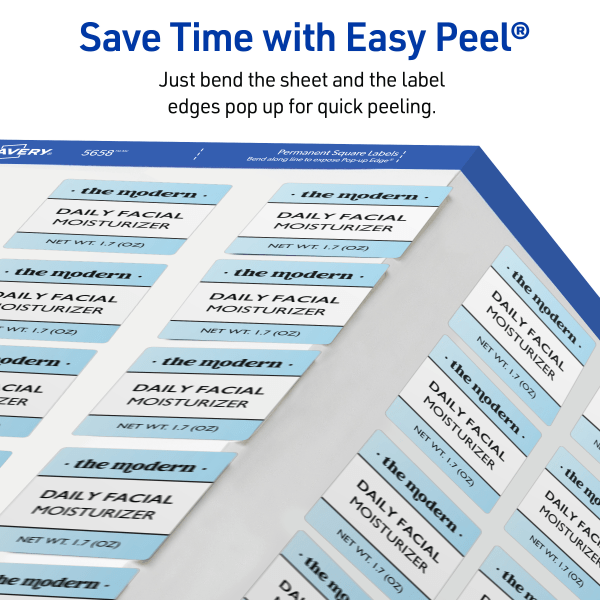 slide 9 of 9, Avery Printable Labels With Sure Feed, Square, 1"" X 1"", Matte White, Pack Of 1200, 1200 ct