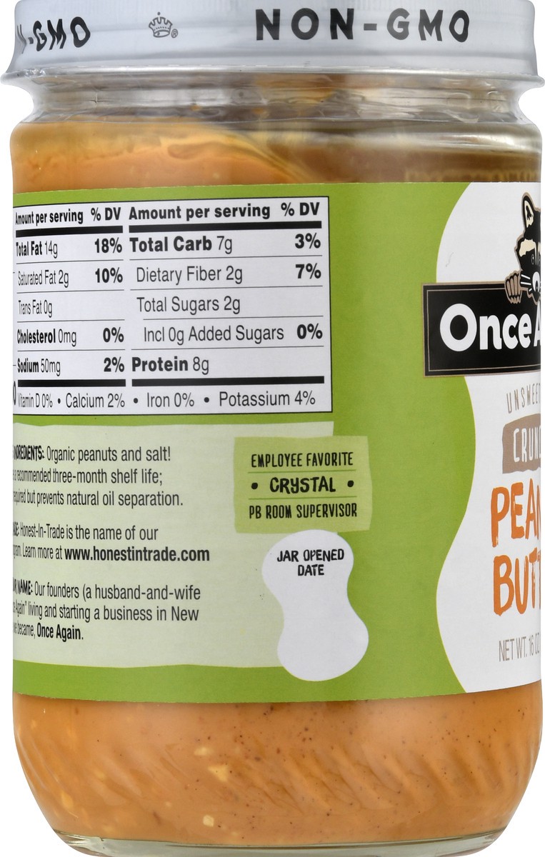 slide 3 of 10, Once Again Organic Crunchy Unsweetened Peanut Butter 16 oz, 16 oz