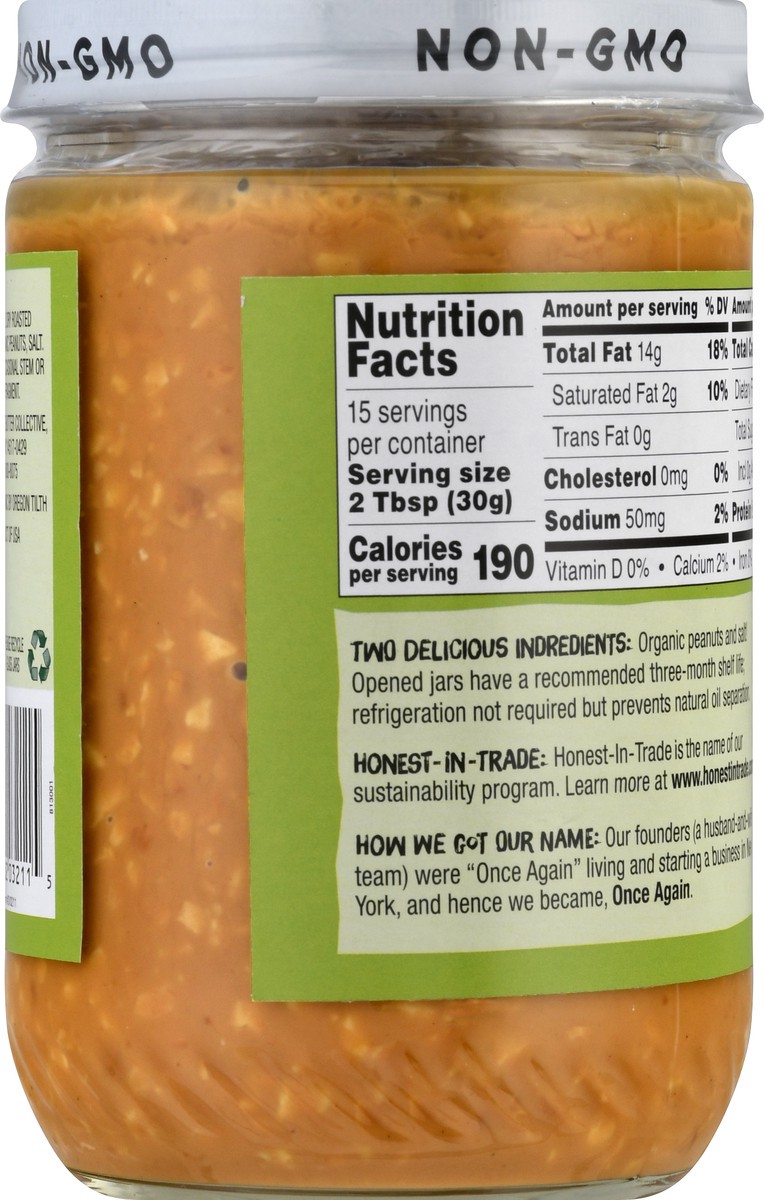 slide 10 of 10, Once Again Organic Crunchy Unsweetened Peanut Butter 16 oz, 16 oz