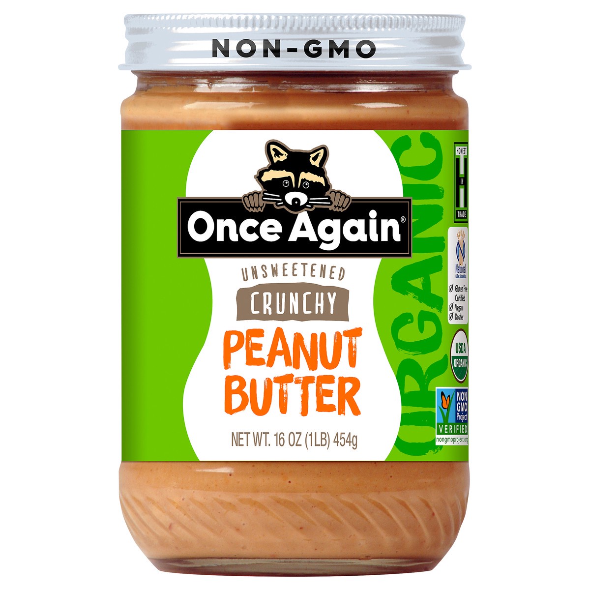 slide 1 of 10, Once Again Organic Crunchy Unsweetened Peanut Butter 16 oz, 16 oz