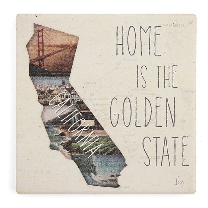 slide 1 of 1, Thirstystone Dolomite Here is the Golden State Square Single Coaster, 1 ct