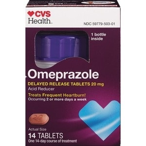 slide 1 of 1, CVS Health Omeprazole 20 mg Delayed Release Tablets, 14 ct; 20 mg