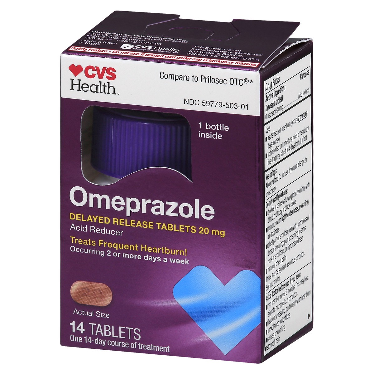 slide 4 of 11, CVS Health Omeprazole 20 mg Delayed Release Tablets, 14 ct; 20 mg