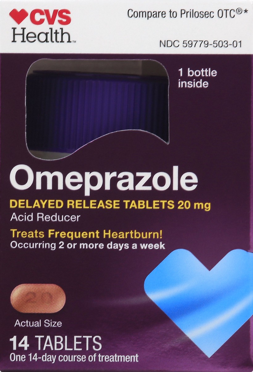slide 1 of 11, CVS Health Omeprazole 20 mg Delayed Release Tablets, 14 ct; 20 mg