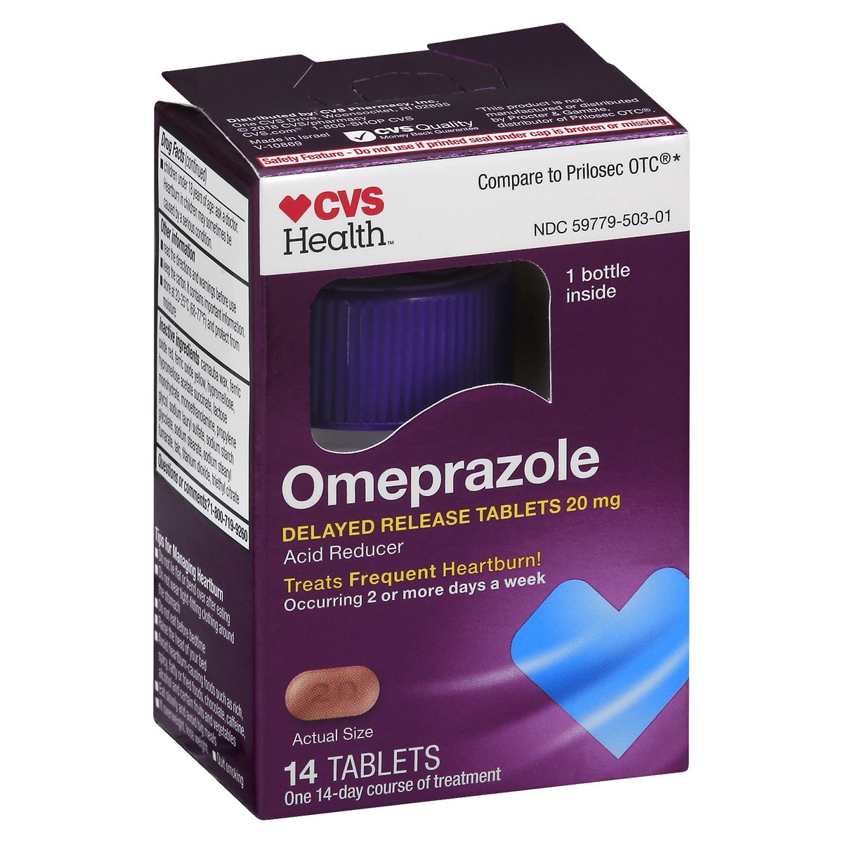 slide 7 of 11, CVS Health Omeprazole 20 mg Delayed Release Tablets, 14 ct; 20 mg