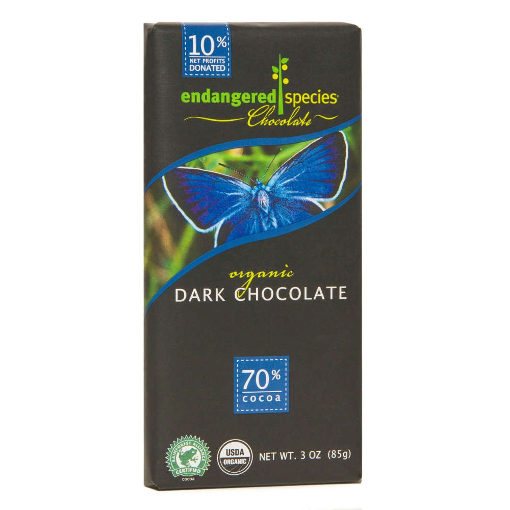 slide 1 of 1, Endangered Species Bar Dark Chocolate Butterfly Og, 3 oz