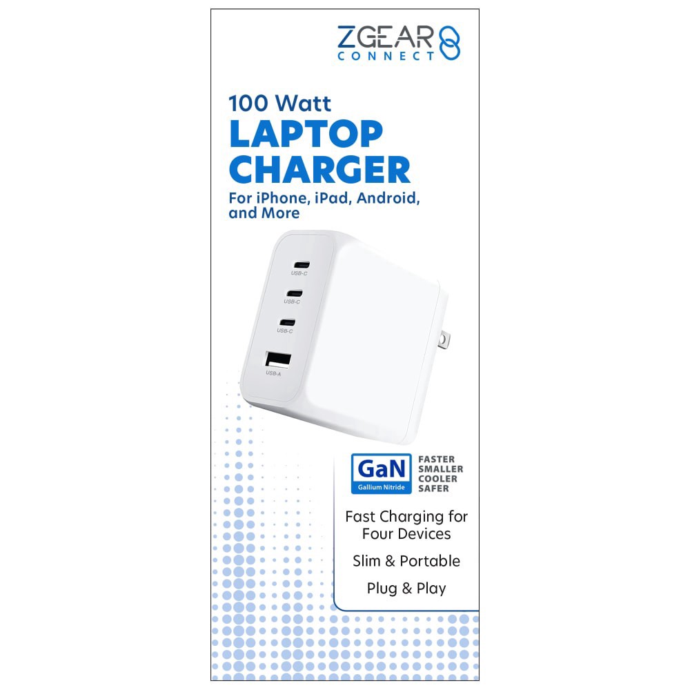 slide 1 of 1, Zgear 100w Wall Charger 3 USB c / 1 USB A, 1 ct